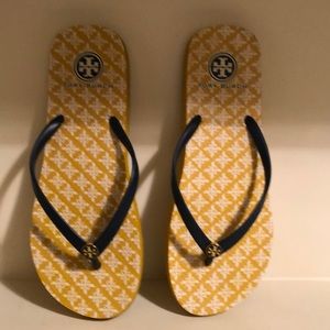 Tory Burch Flip Flops-yellow and blue
